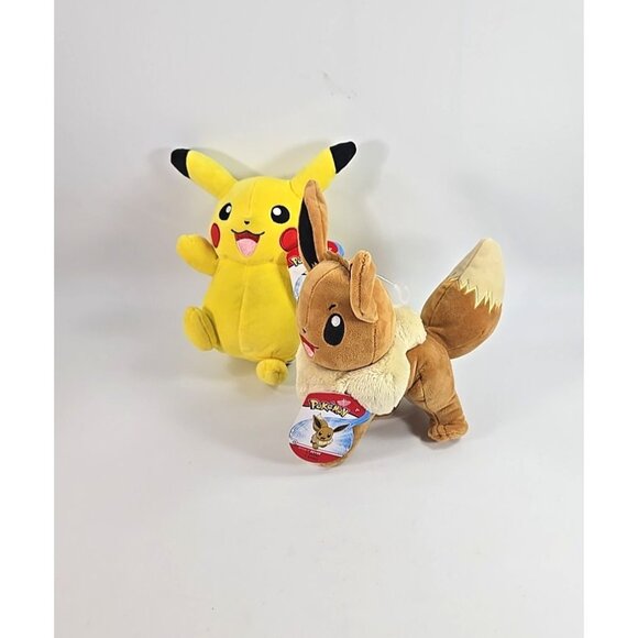 Pokemon Plush Lot Pikachu and Eevee 8 inch - Picture 3 of 7